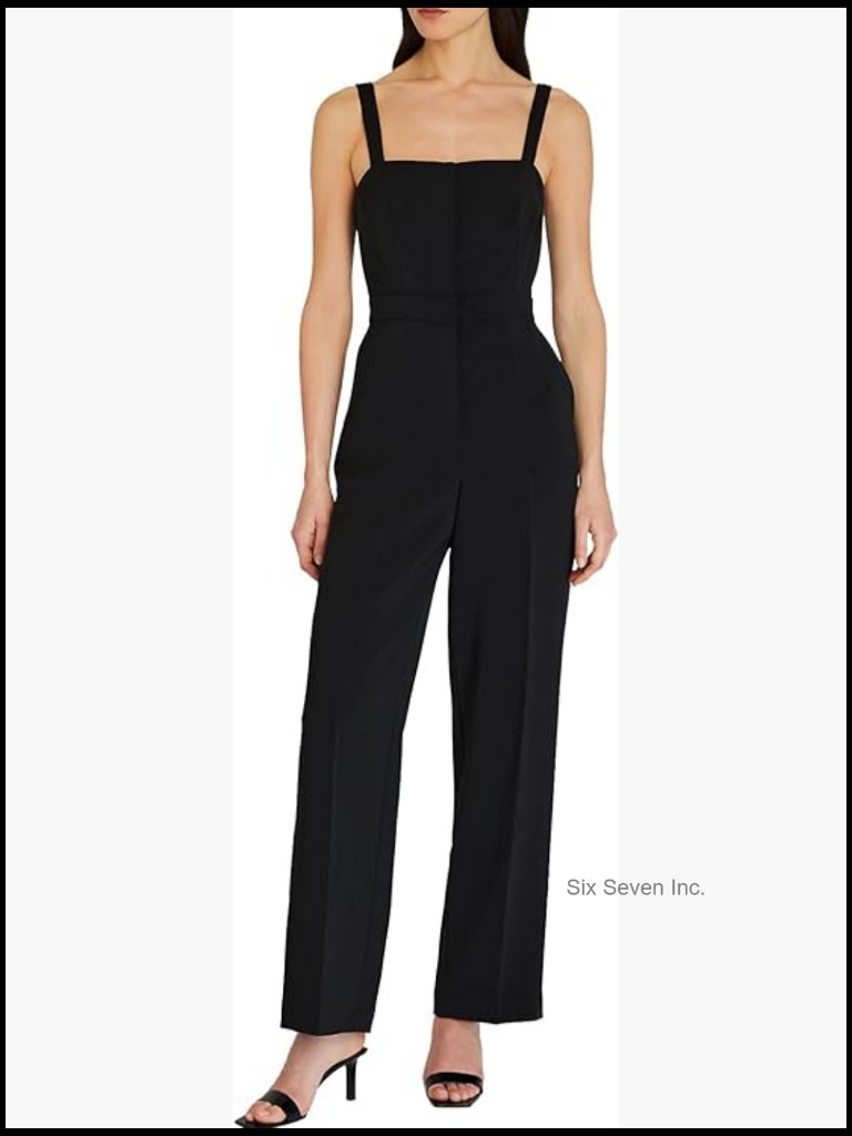 Darted Crepe Jumpsuit With Square Neck And Zipper Closure